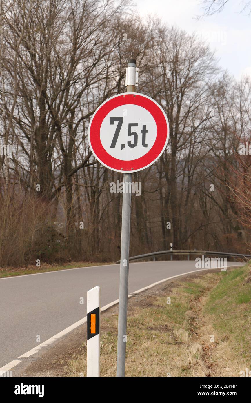 a traffic sign for the permissible total weight of 7.5 t Stock Photo