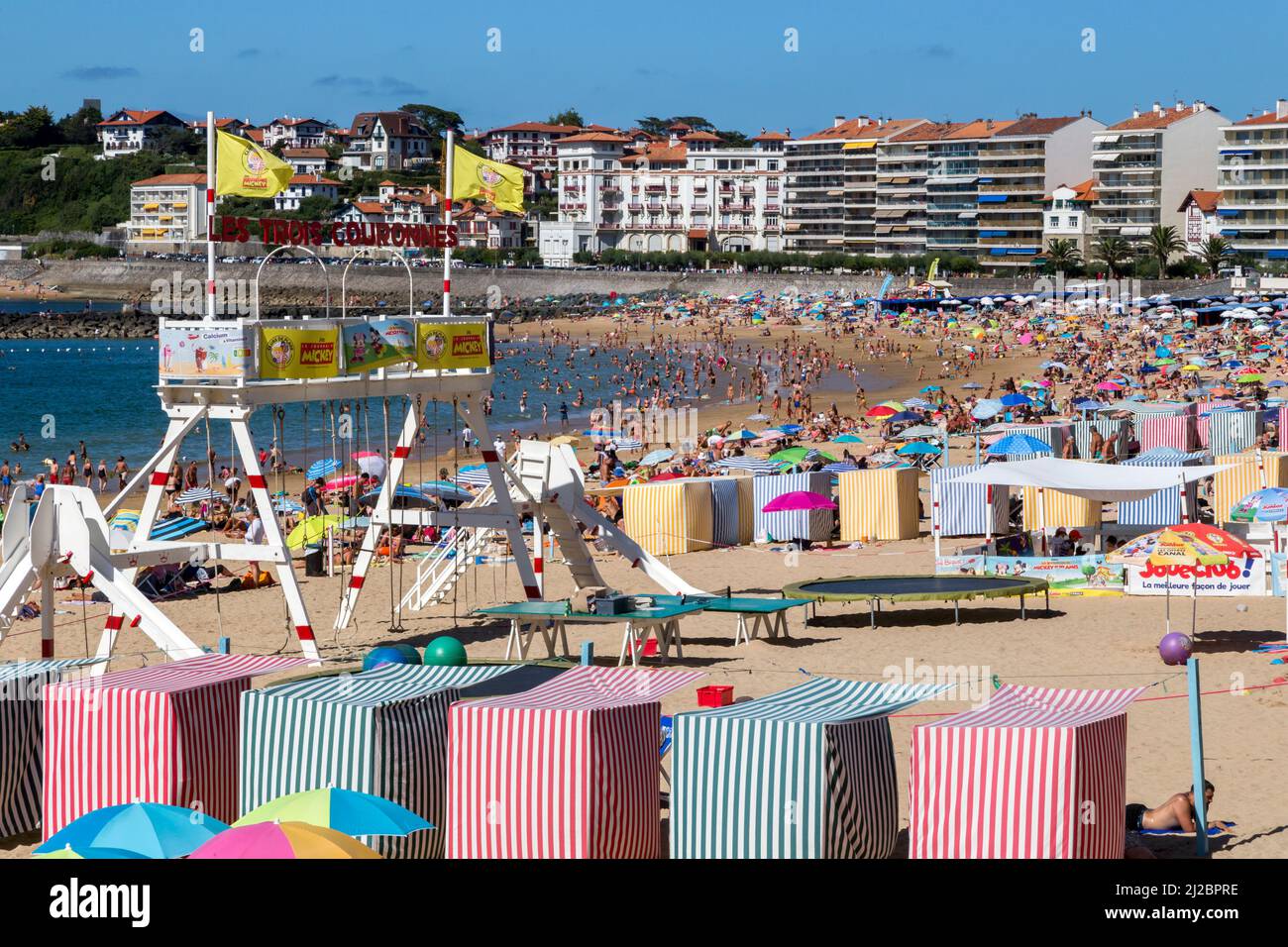 Summer season on the Grande Plage. SaintJeandeLuz, Pyrenees