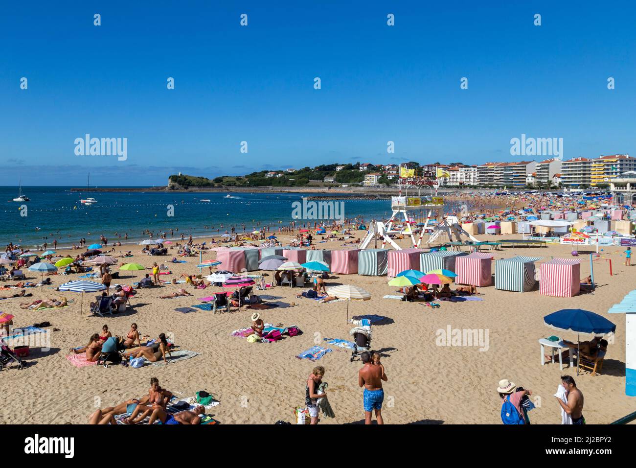 Summer season on the Grande Plage. SaintJeandeLuz, Pyrenees
