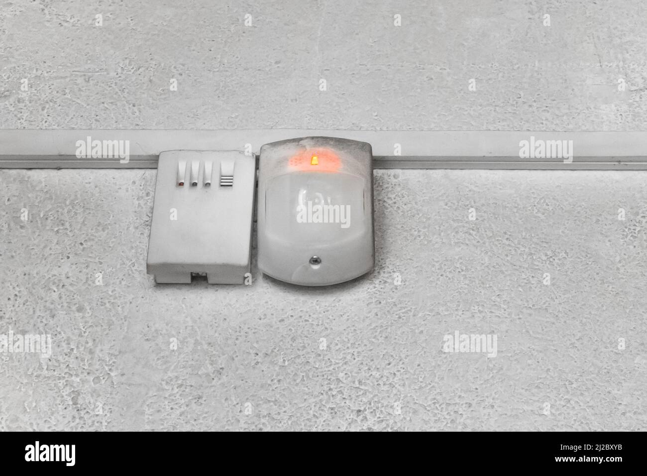 Burglar fire safety system alarm protection control technological modern equipment. Stock Photo