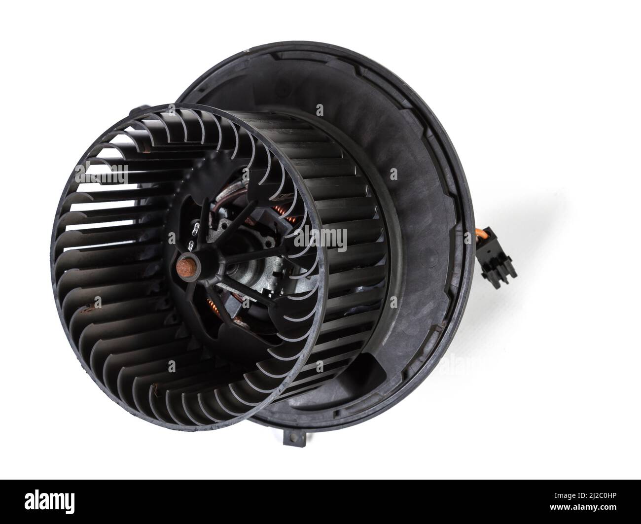 Heater fan spare part and element of car air conditioning system on white isolated background