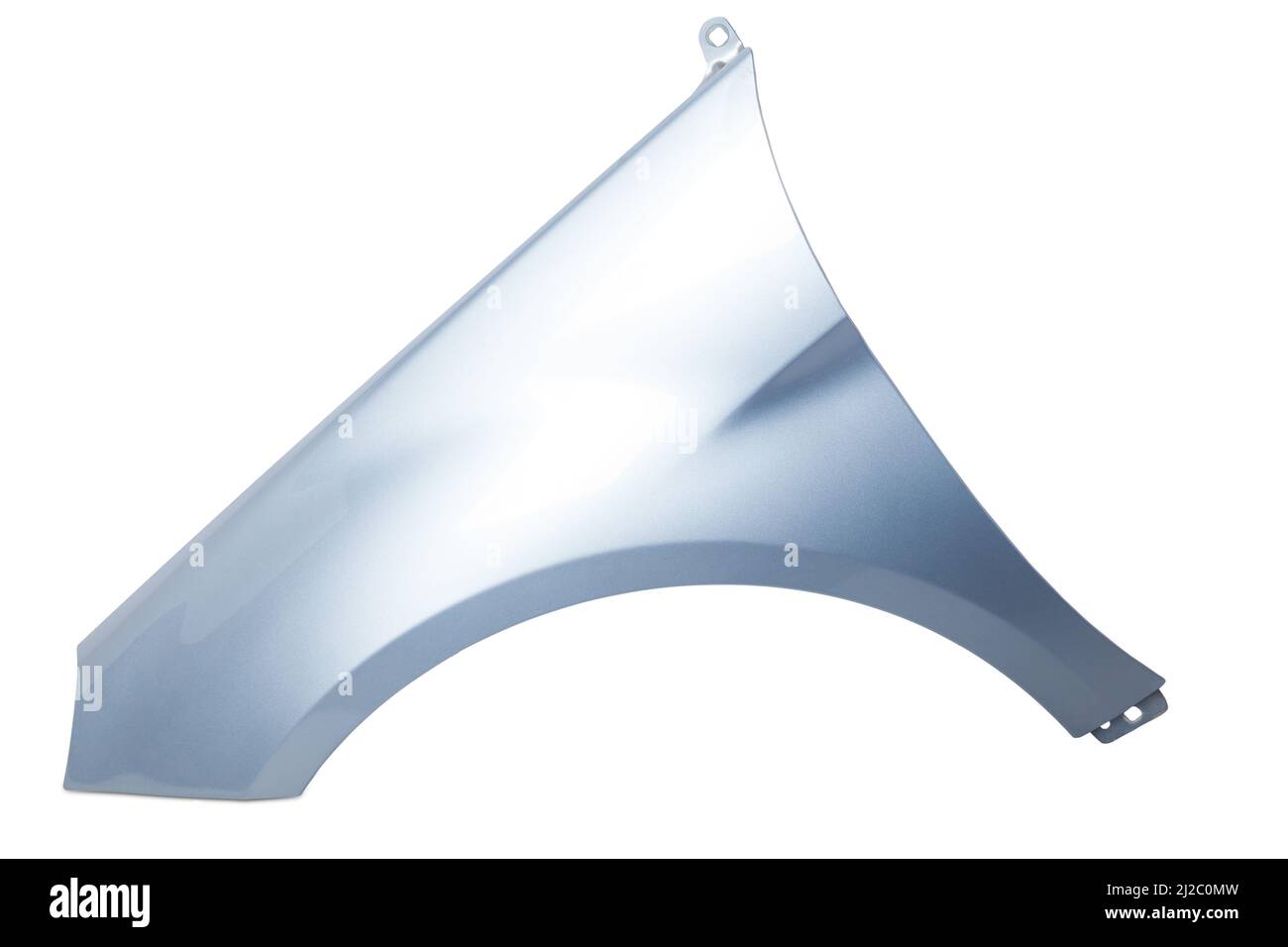 Blue metall fender on a white isolated background for sale or replacement in a car service. Mudguard on auto-parsing for repair or a device to protect Stock Photo