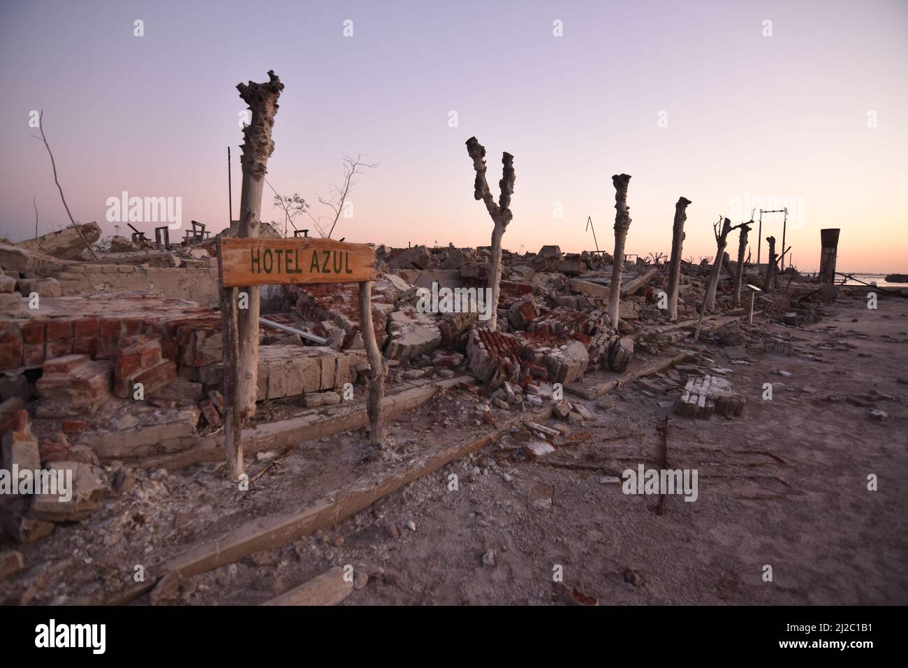 The old destroyed building ruins at sunset Stock Photo - Alamy