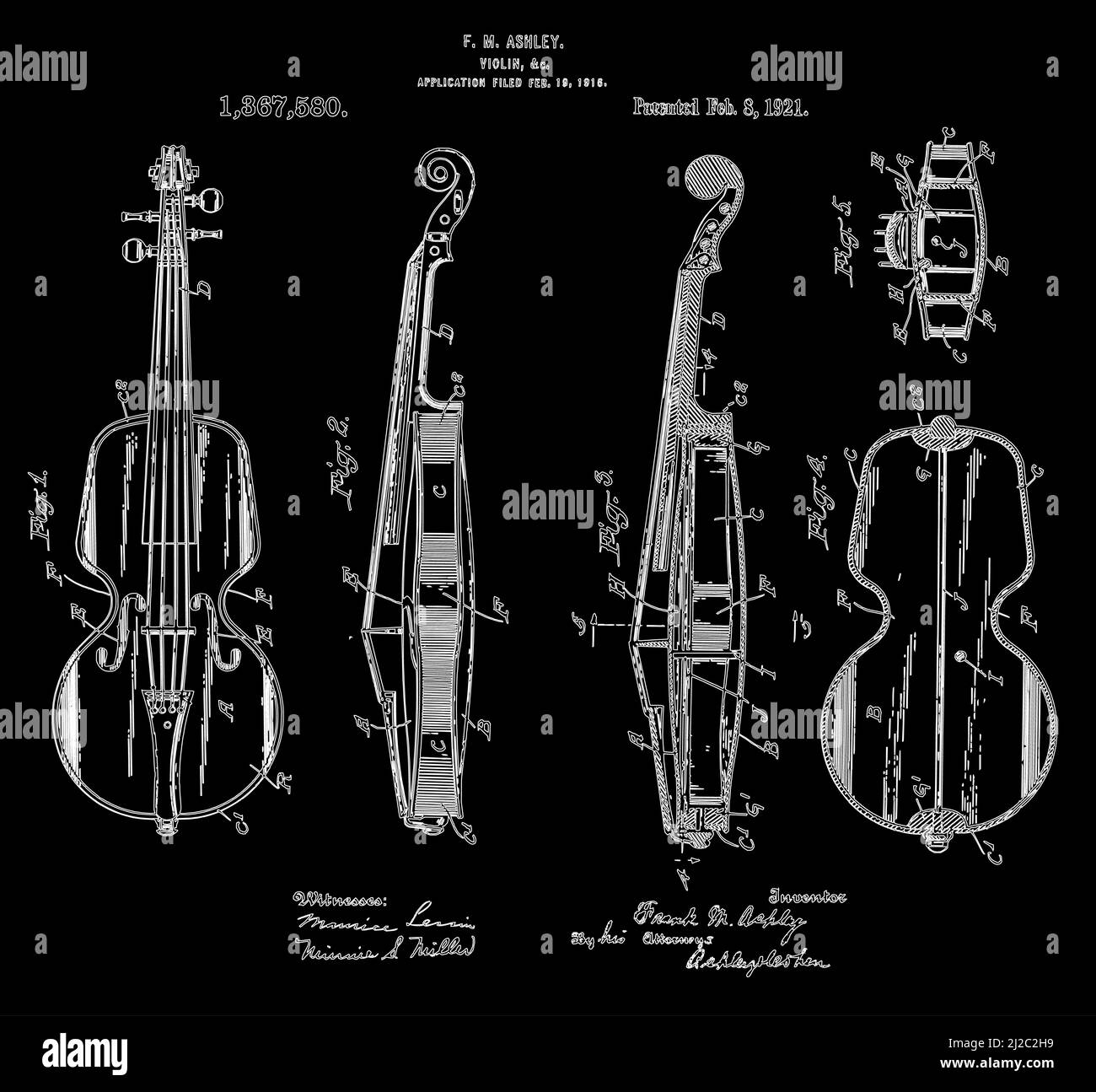 Viol and Violin Patent Poster Violoncello and Double-bass 