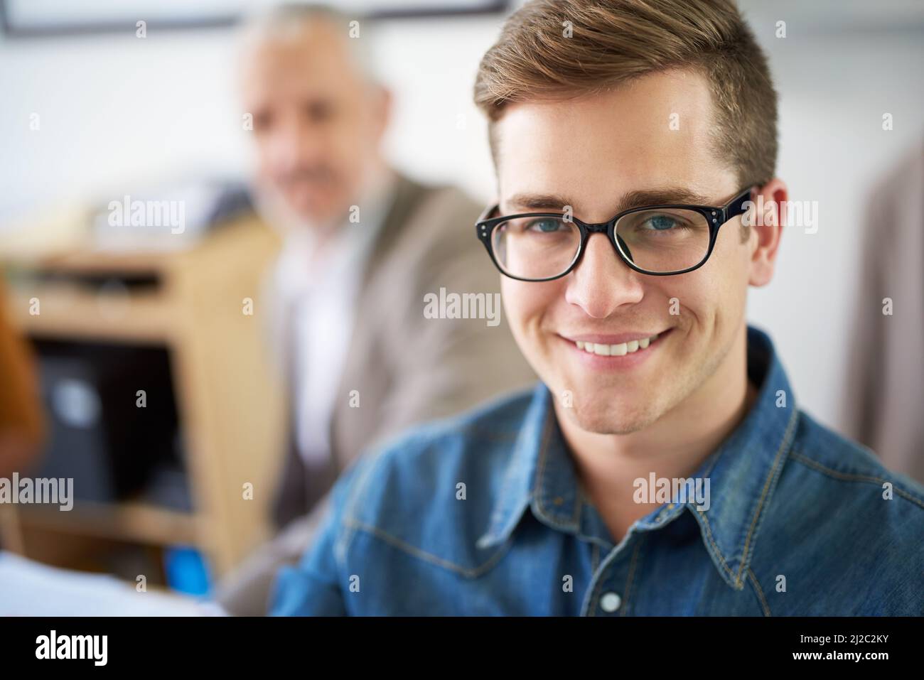 He has a promising future ahead of him. Cropped portrait of a young businessman in the office. Stock Photo