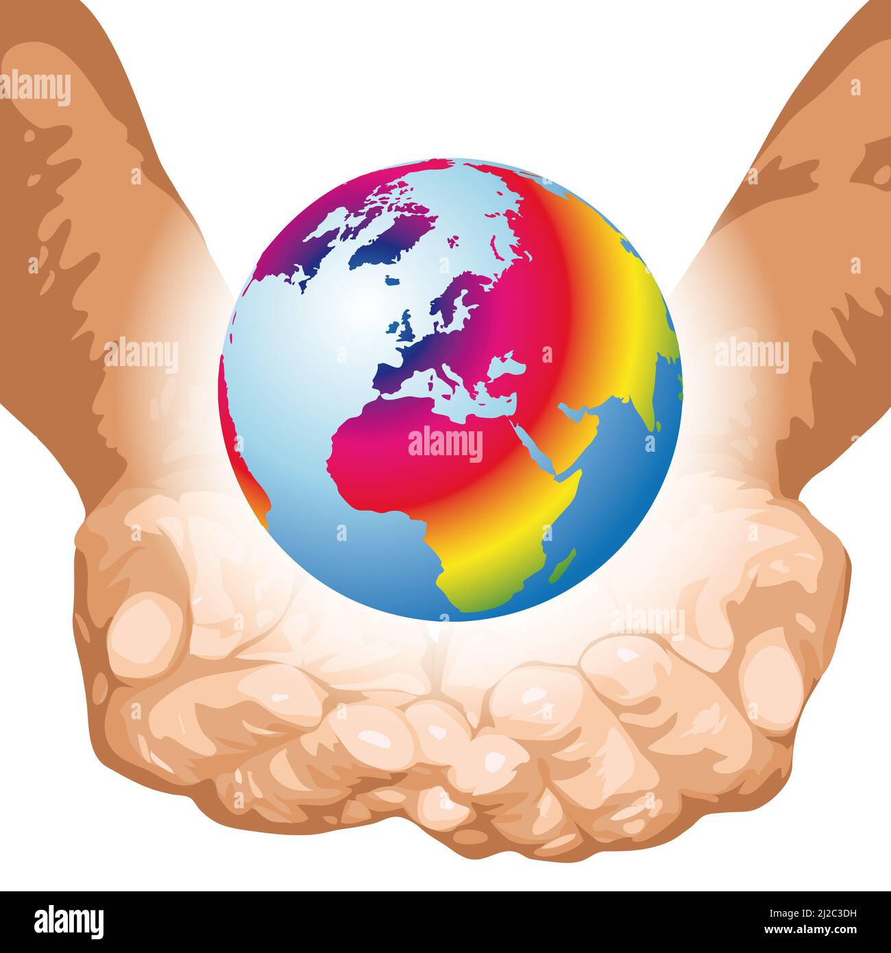 Hand protecting the world, environment protection, vector illustration ...