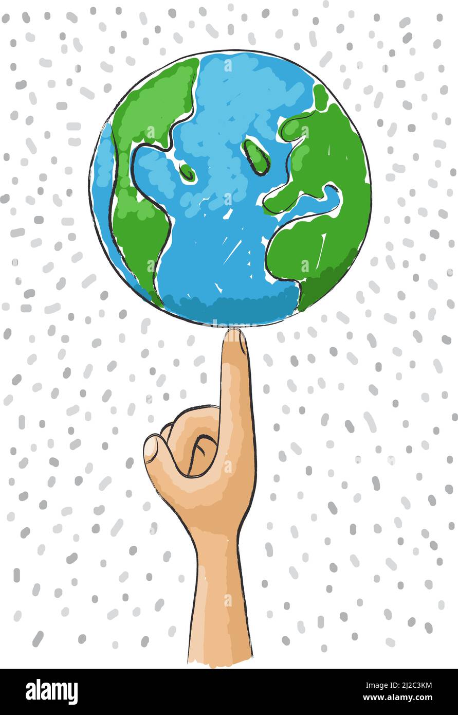 World map globe hand pointing Stock Vector Images - Alamy