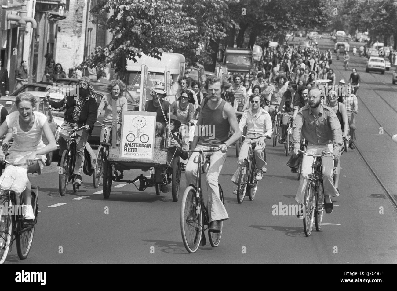 Bike tour through Amsterdam around June 12, 1976 Stock Photo - Alamy