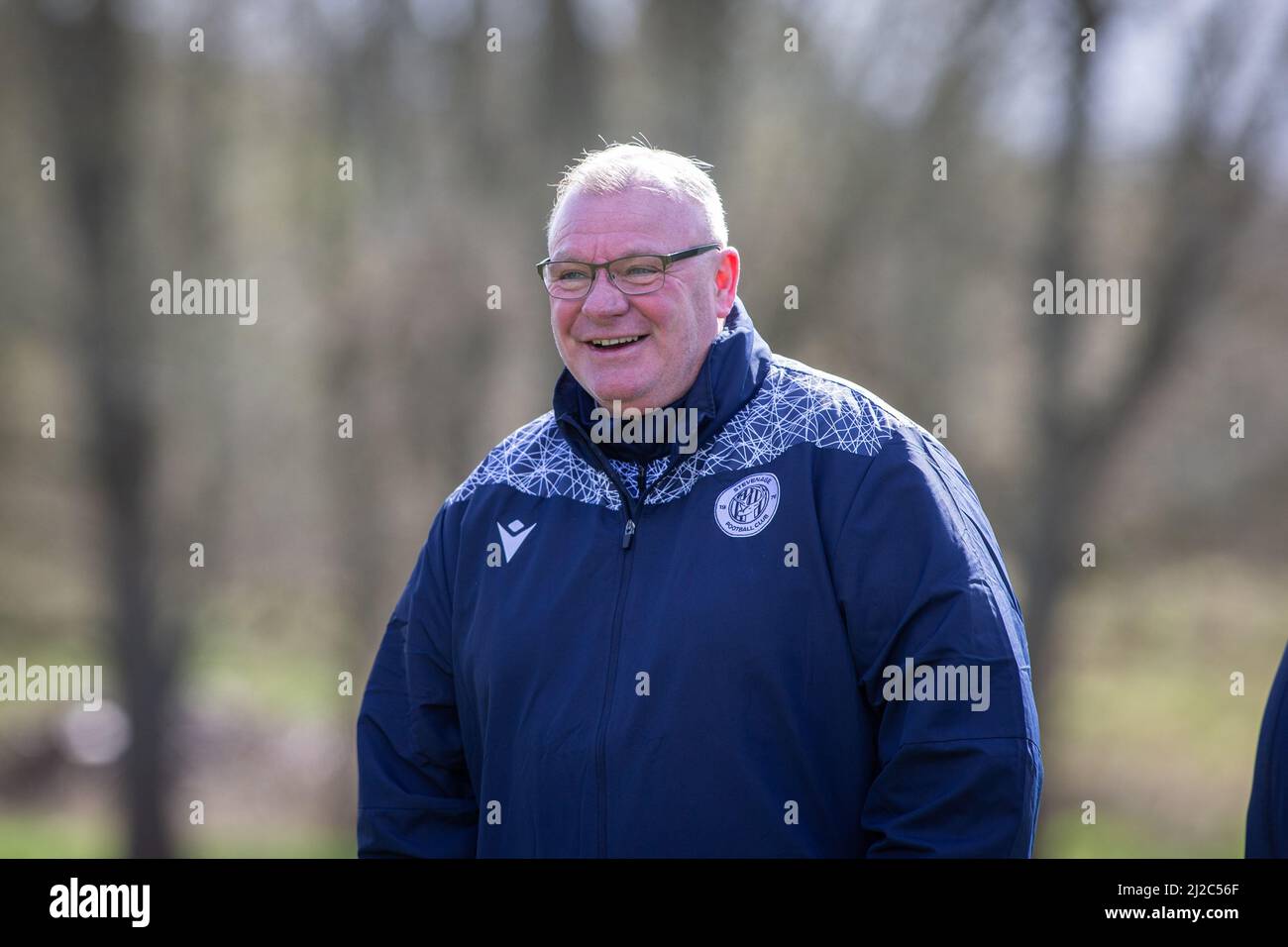 Football manager Steve Evans during training session at Stevenage Football Club Stock Photo