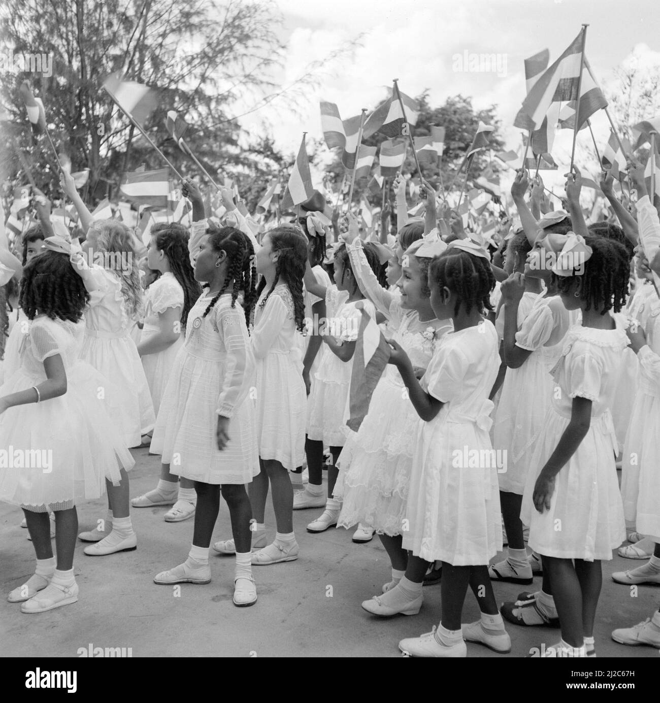 Girls at the royal reception on Bonaire ca: October 23, 1955 Stock Photo