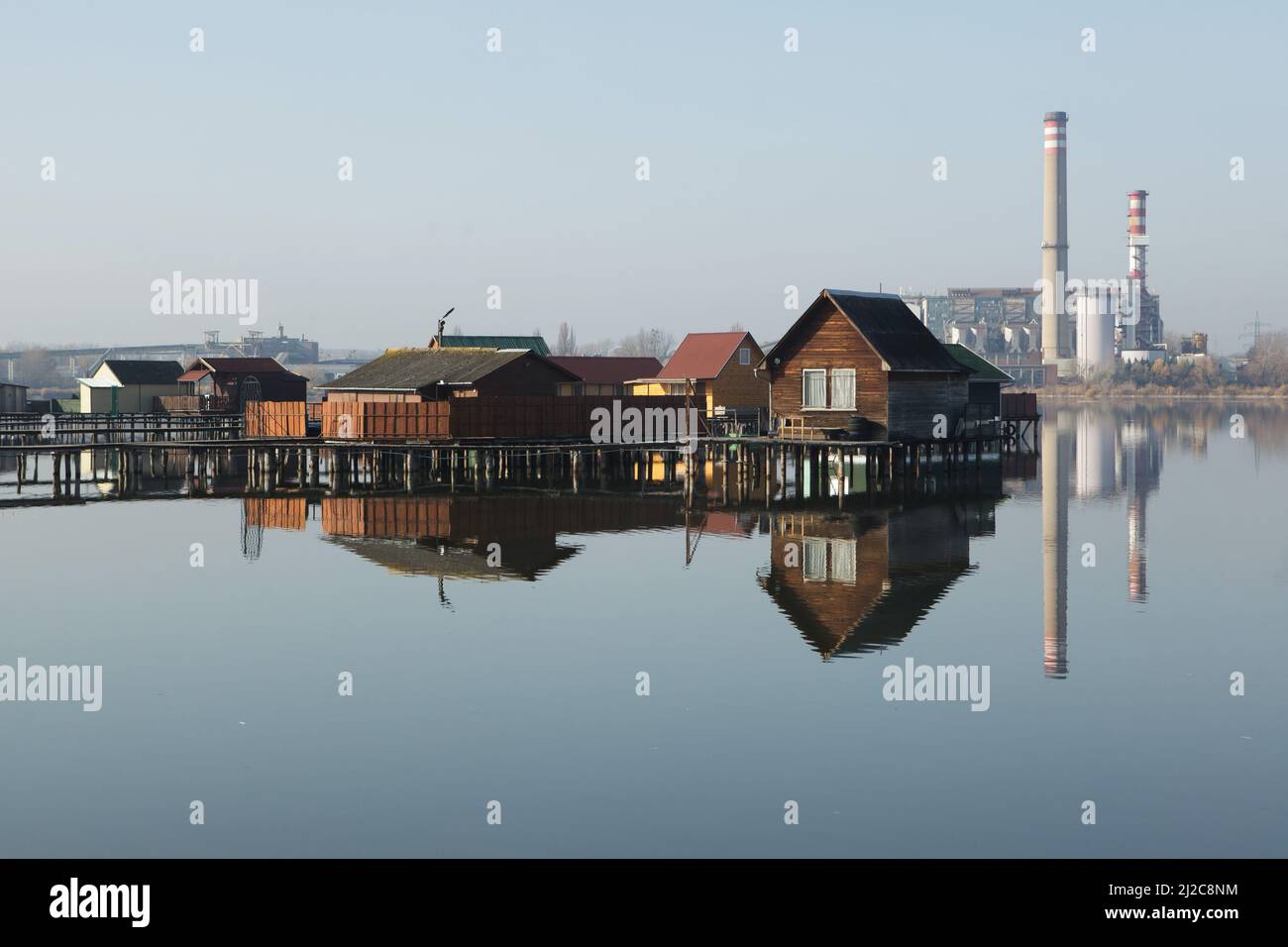 Bokod floating village near Oroszlány in Hungary. Stock Photo