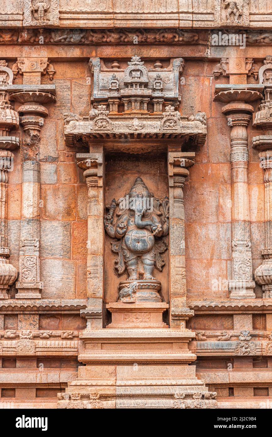 A vertical shot of the ancient Thanjavur Periya Kovil in Tamil Nadu ...
