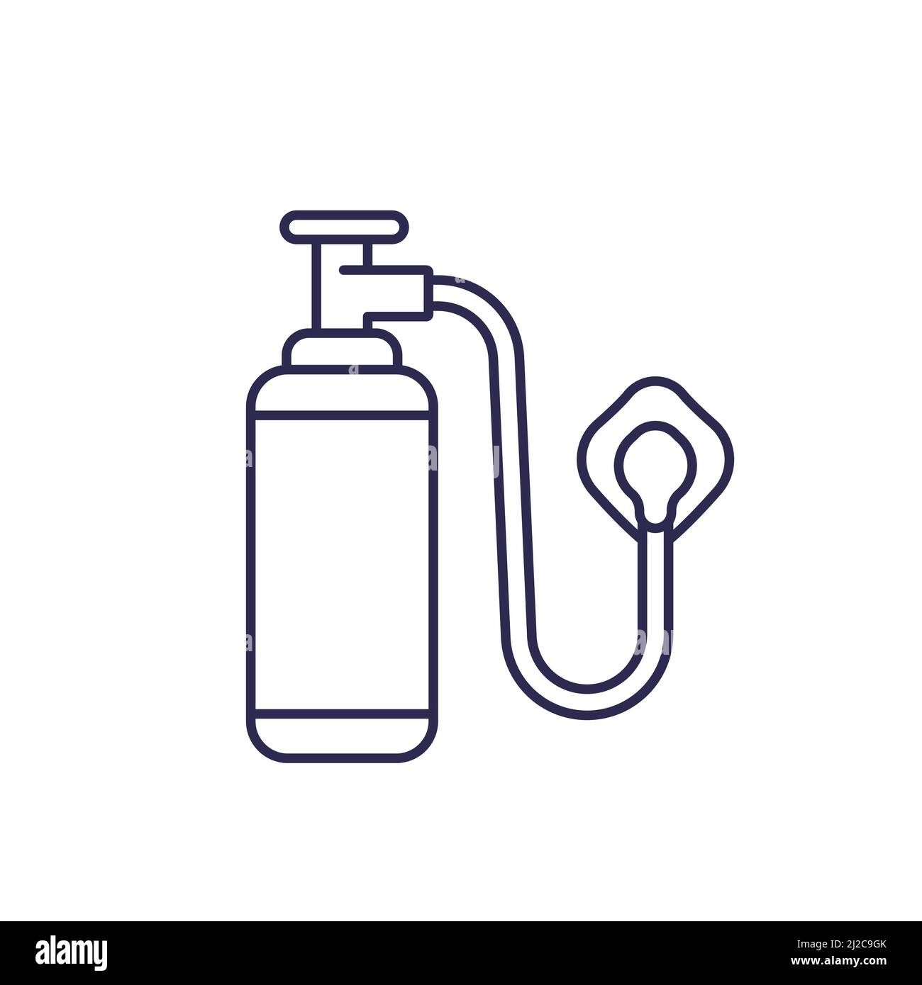 oxygen tank with mask line icon Stock Vector