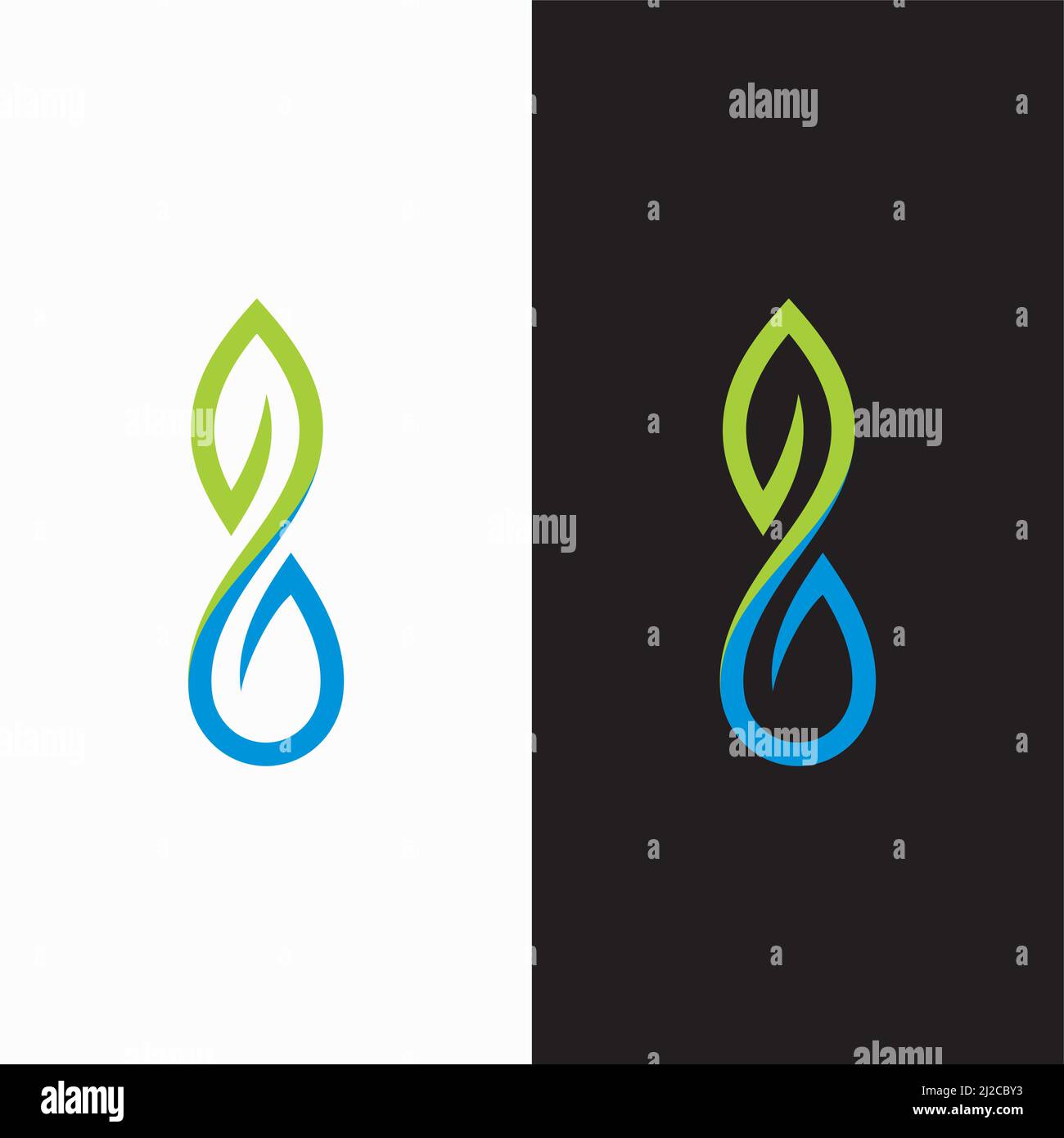 Ecolabel leaves and water drops. Graphic vector symbol. Stock Vector