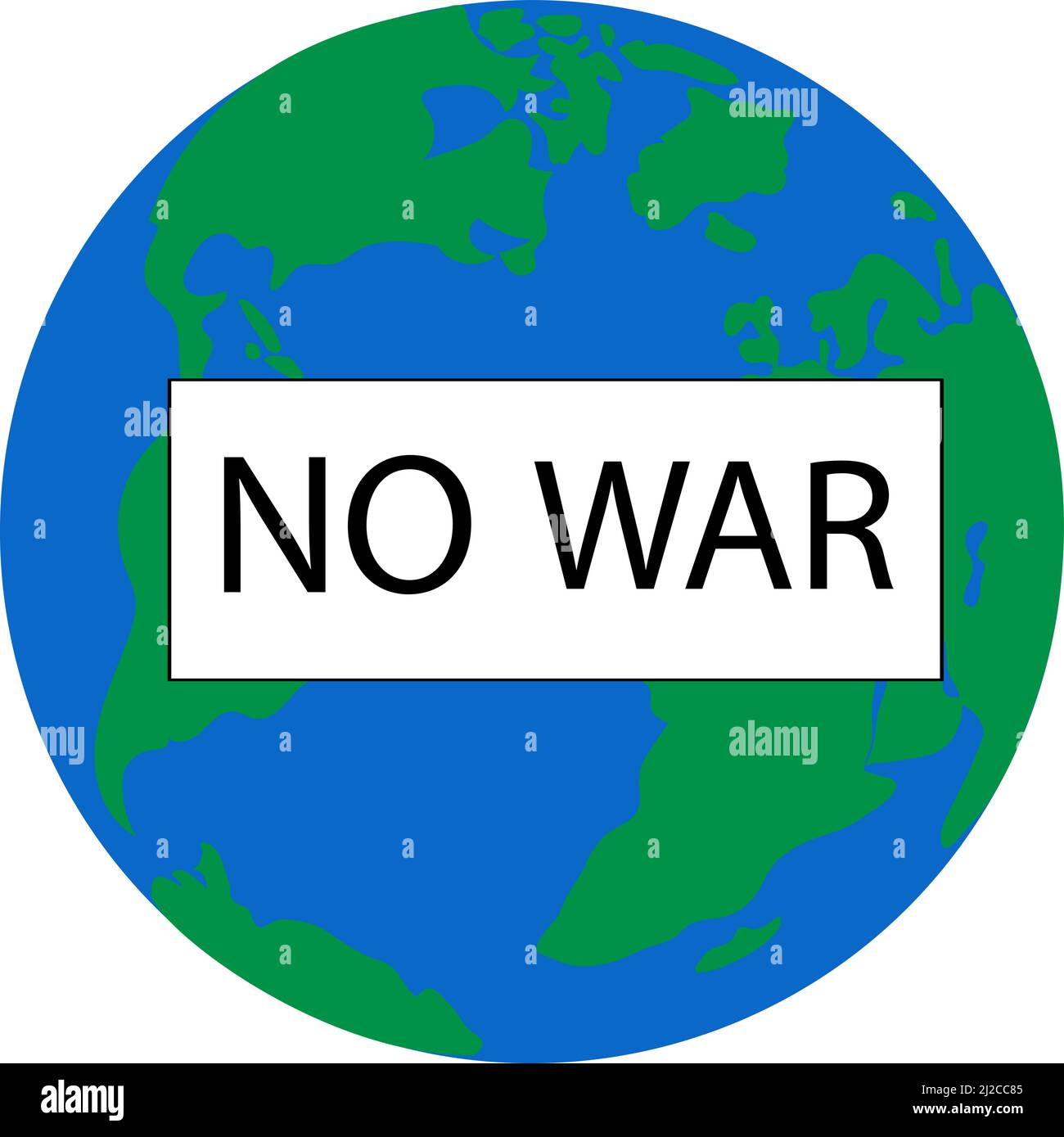 Silhouette of the globe with text no war. Stock Vector
