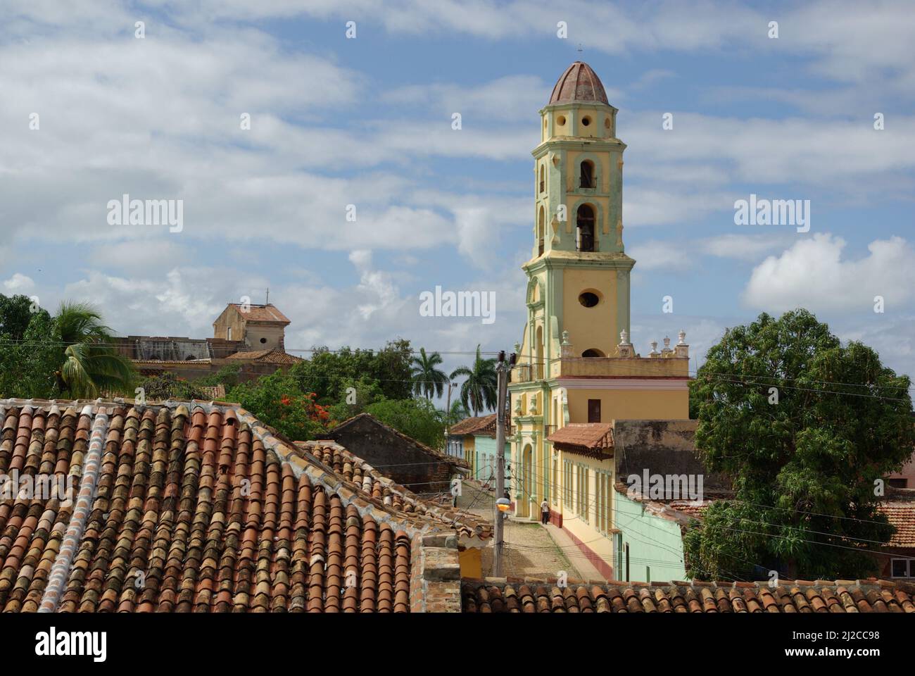 View of the church in the beautiful village of Trinidad, Cuba Stock Photo