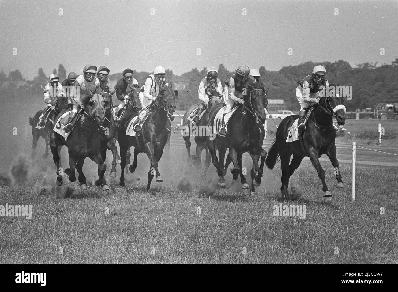 Derby at Duindigt, Francis Hope (right) finishes first ca. 4 July 1976 Stock Photo