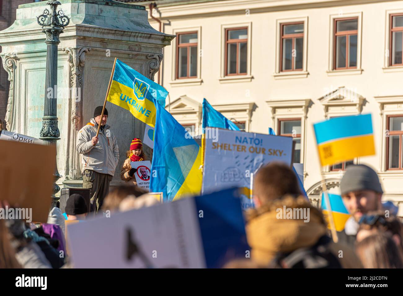 Gothenburg, Sweden - February 27 2022: War protest supporting Ukraine ...