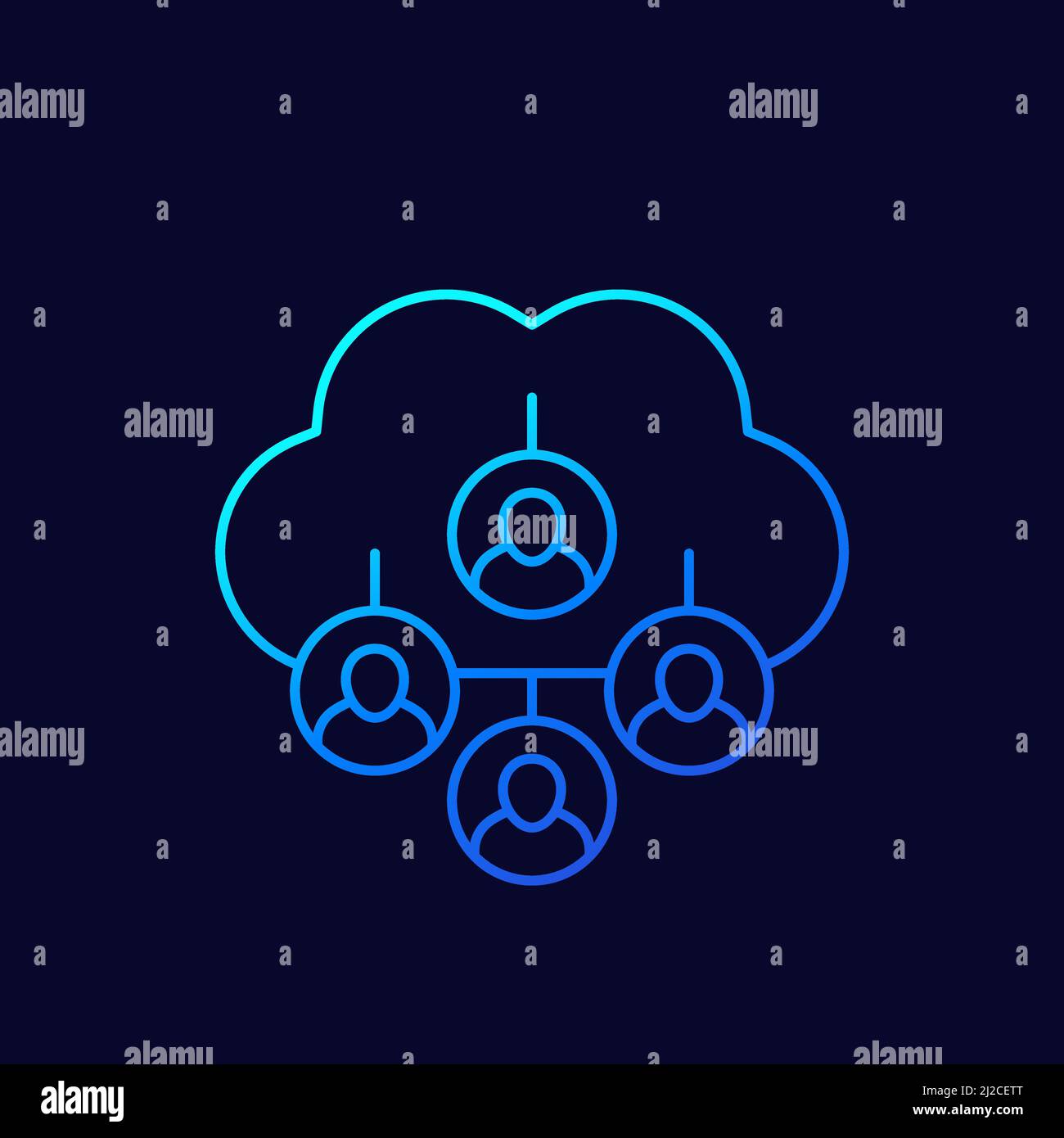Personal data in cloud, thin line icon Stock Vector