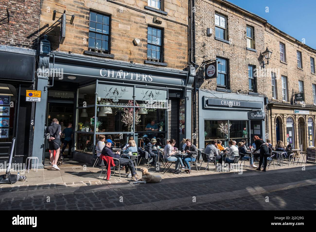 Colourful street scenes in the historic city of Durham Stock Photo Alamy