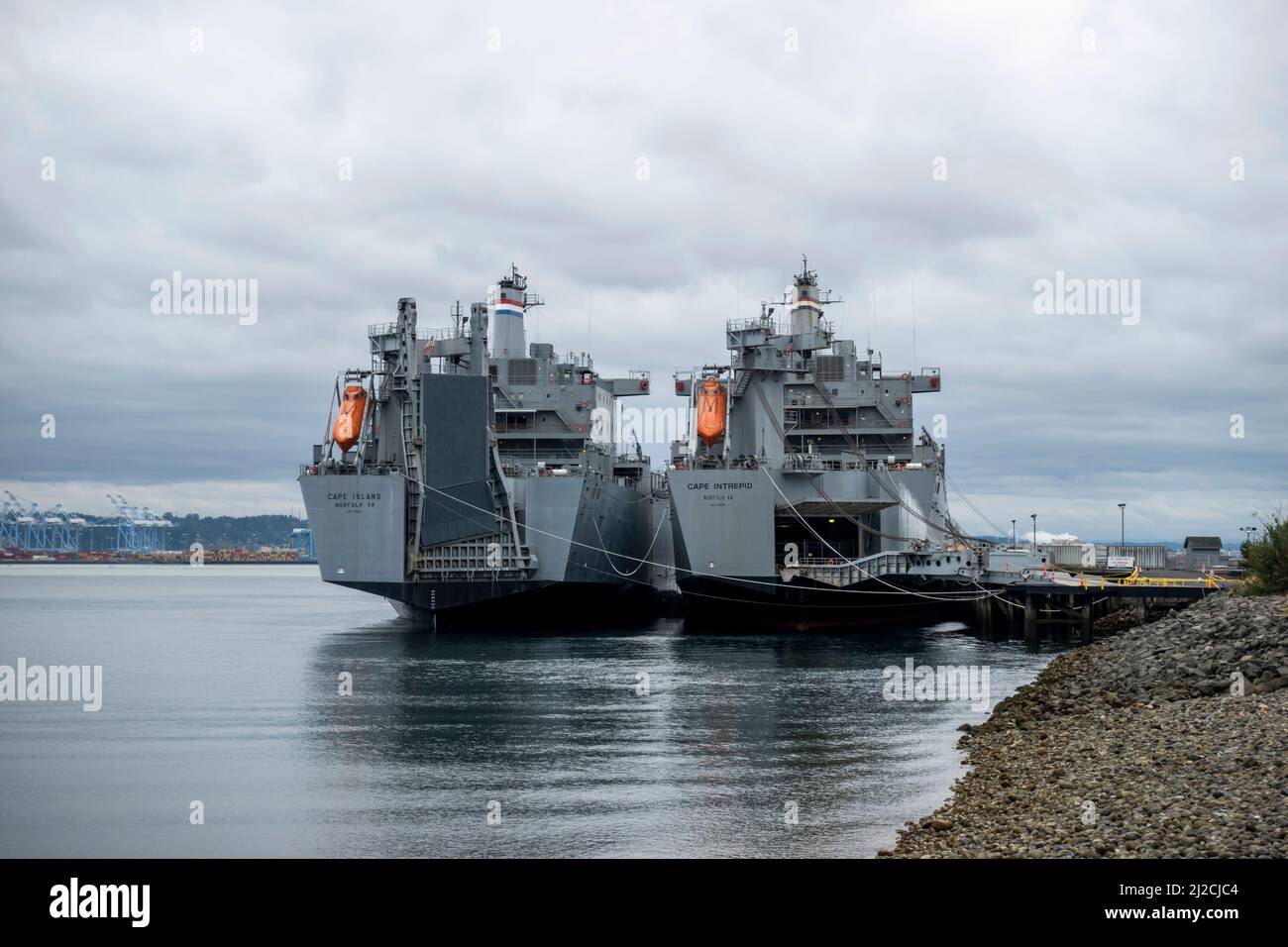 Tacoma, WA USA - circa August 2021: View of the twin ships the SS Cape Island and Cape Intrepid Stock Photo