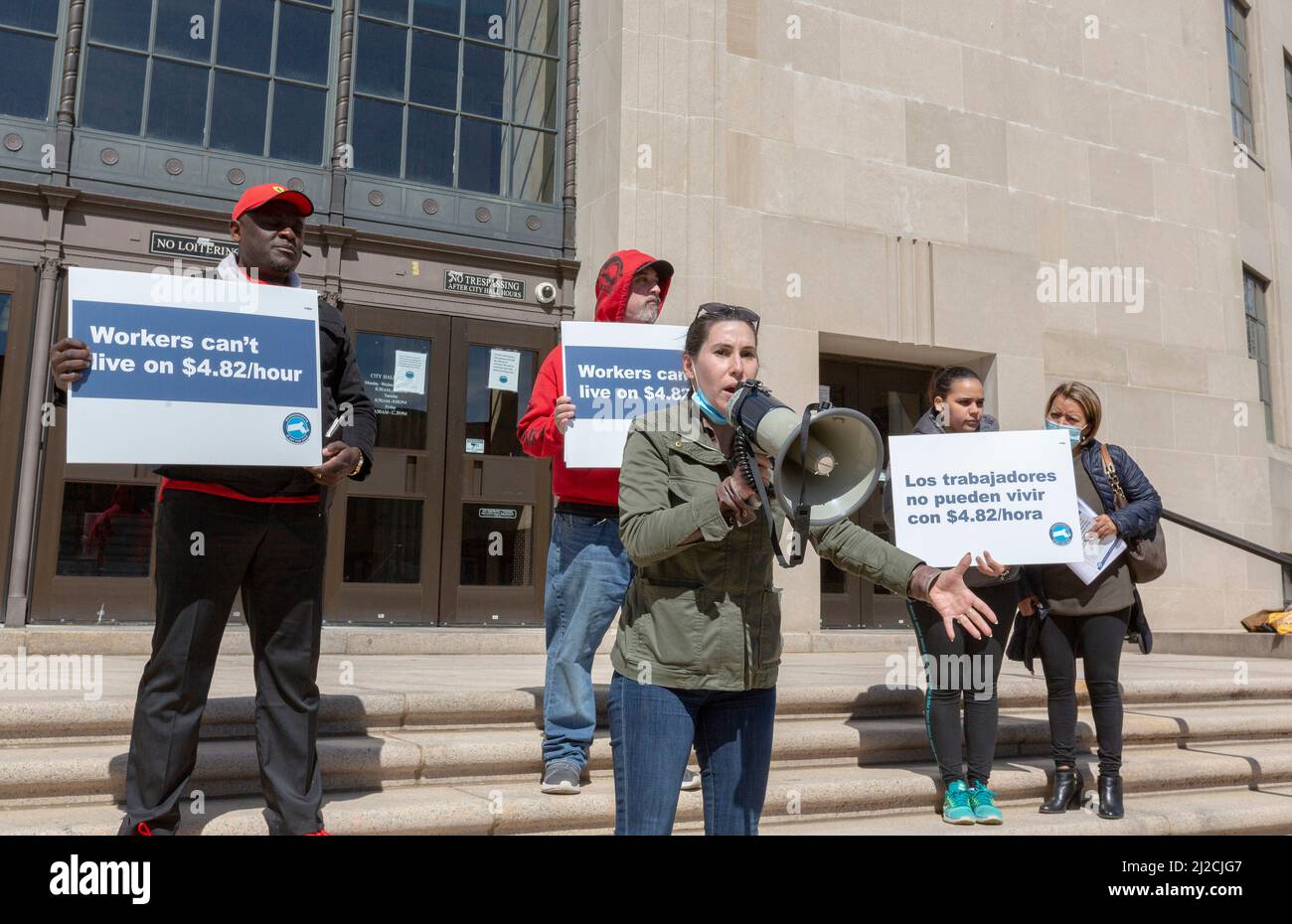 March 30, 2022. Lynn, MA. Drivers, riders, union members and community