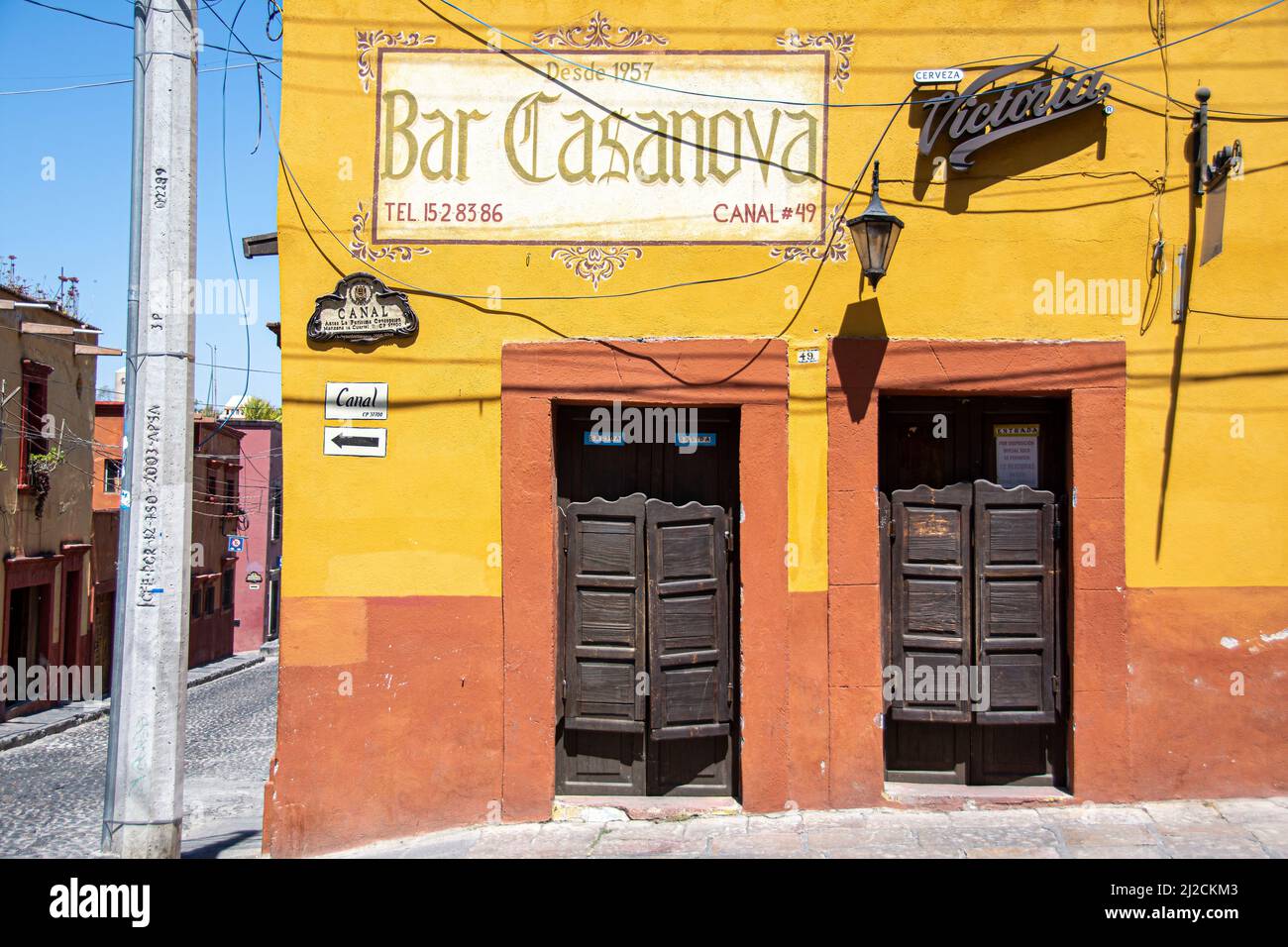 The Bar Castanova. A drinking establishment in San Miguel de Allende, Guanajuato, Mexico Stock Photo