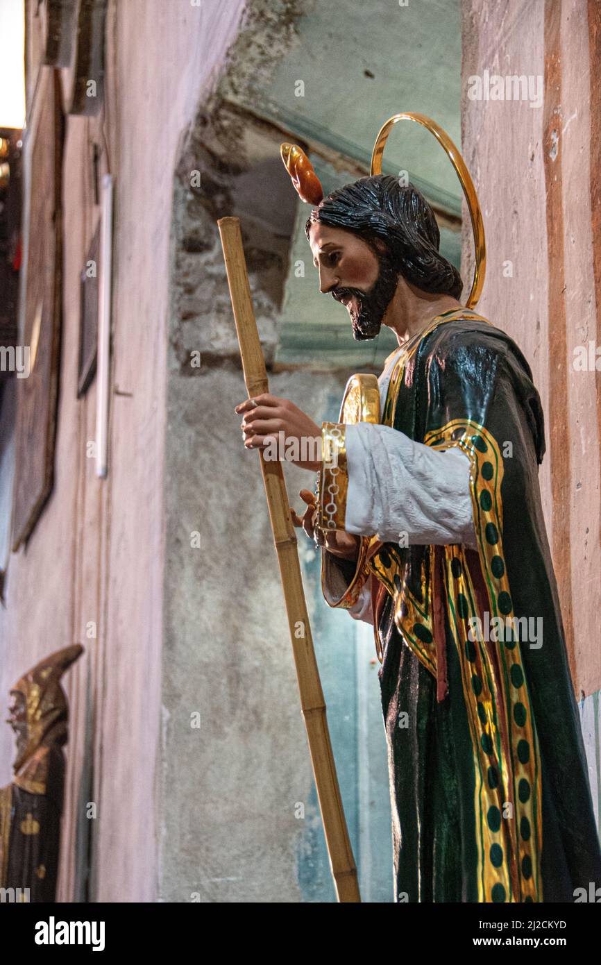 Statue of jesus christ in a church house of worship hires stock