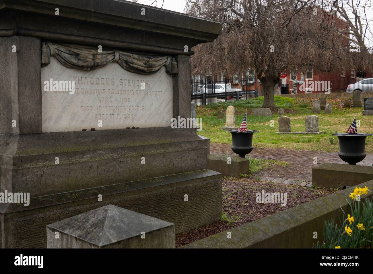 Thaddeus Stevens grave in Shreiner's Cemetery Lancaster PA Stock Photo