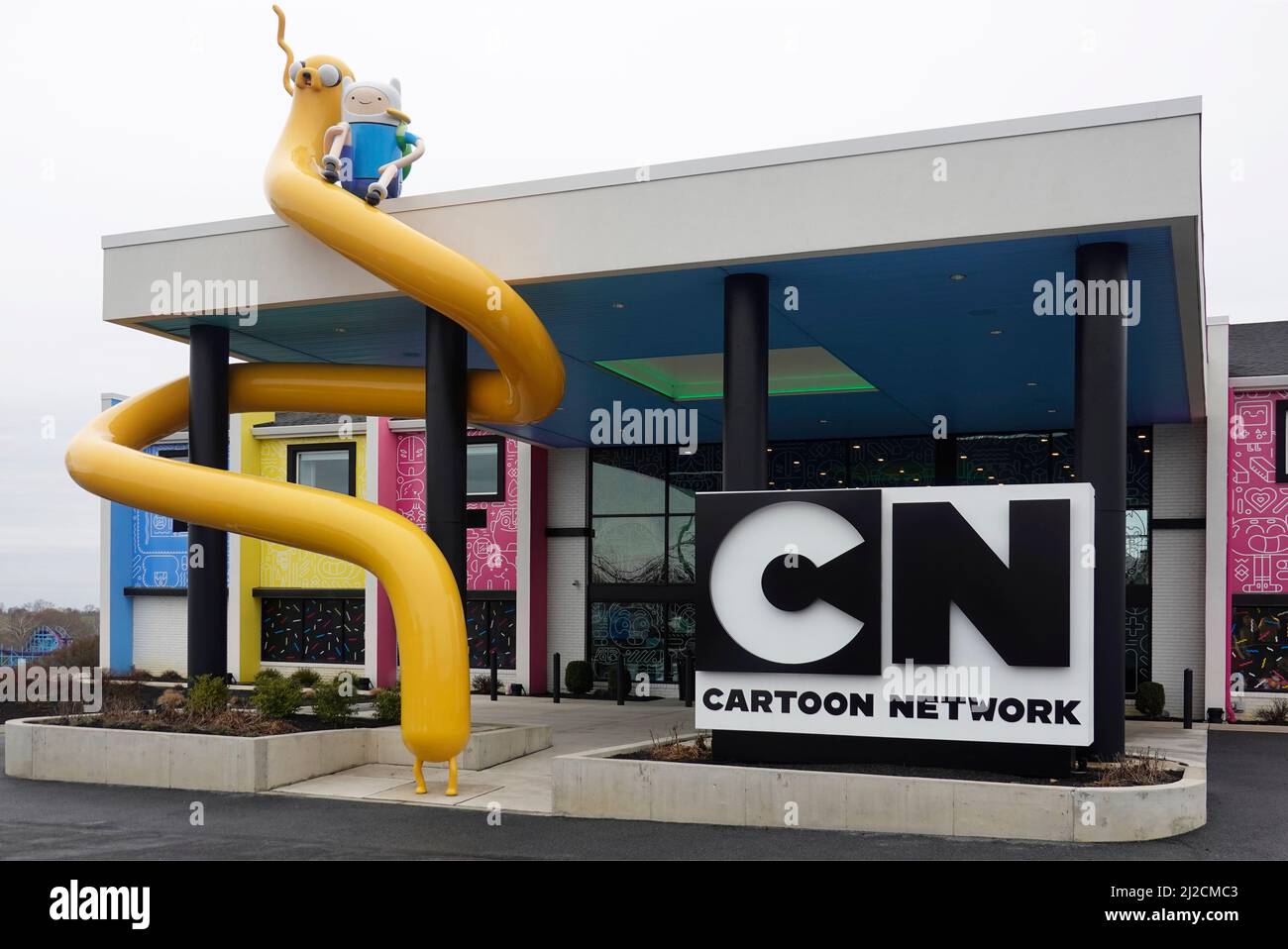 front entrance of the Cartoon Network Hotel in Lancaster PA Stock Photo