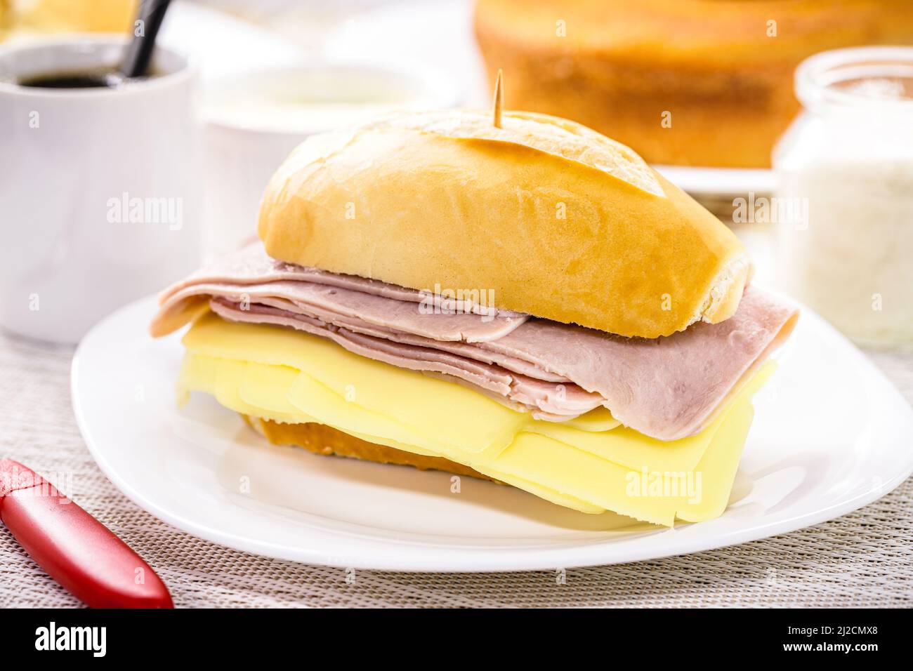bread with cheese and ham, Brazilian snack of mozzarella and meat
