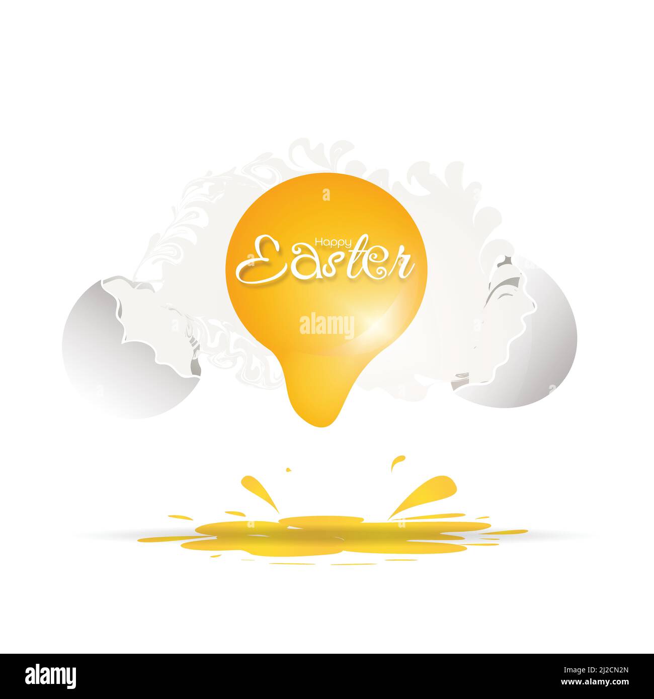 Isolated concept of Easter broken egg splash white background. Stock Vector