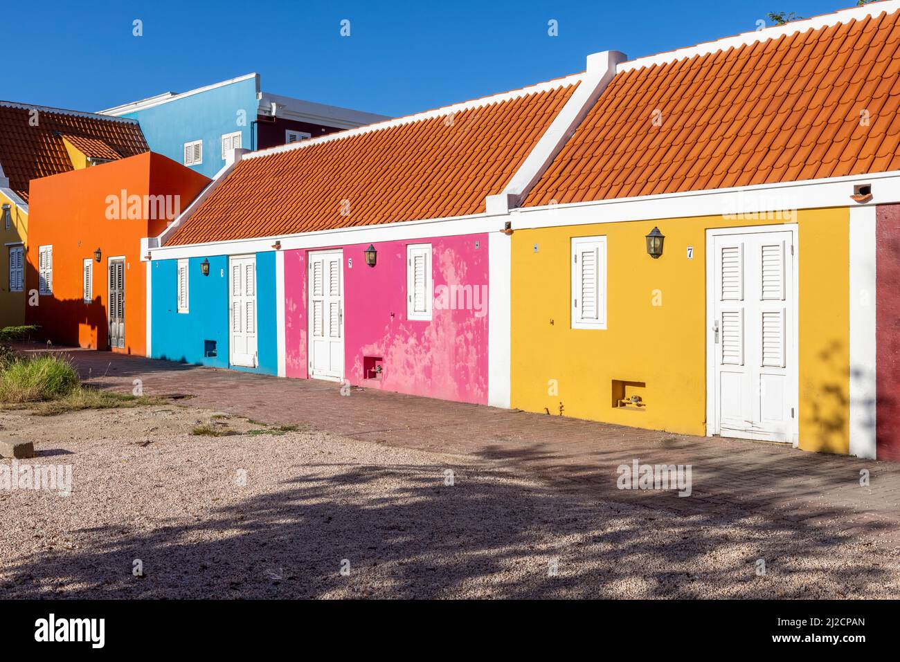 Row of colorful houses in Willemstad, Curacao Stock Photo Alamy