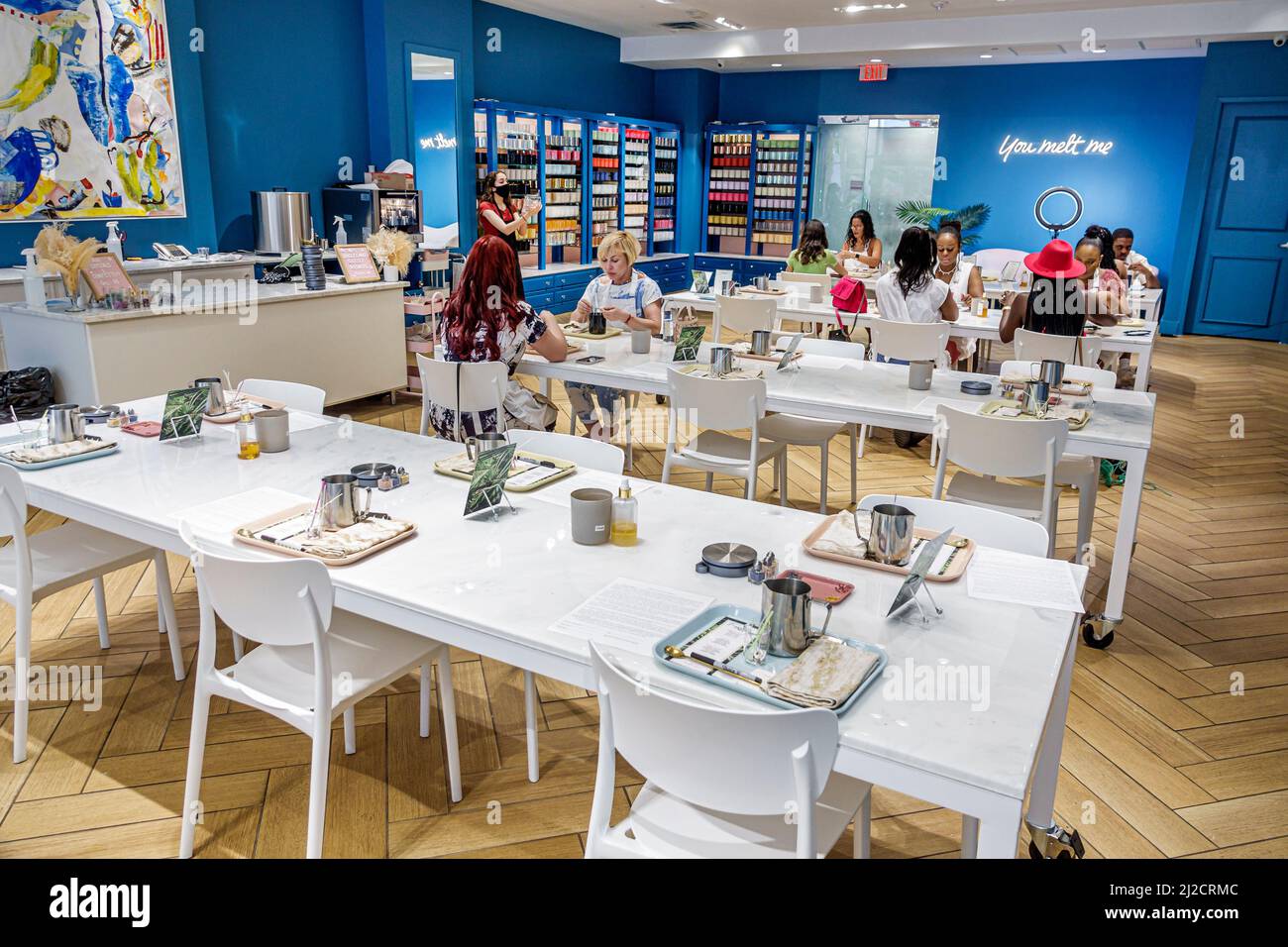 Miami Beach Florida Lincoln Road Pedestrian Mall Candle Land candle making class inside interior Stock Photo