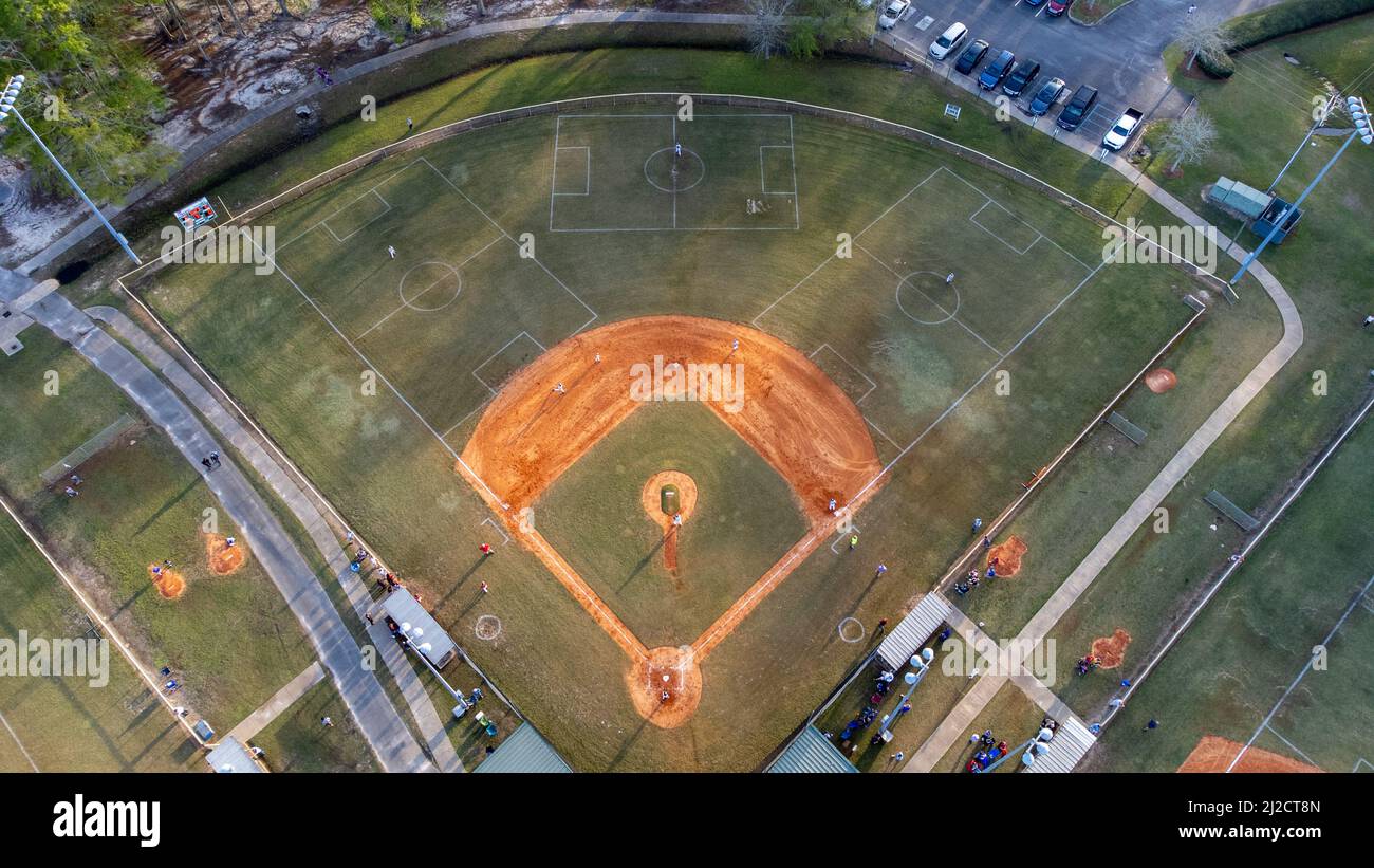 An aerial shot of baseball and soccer fields Stock Photo Alamy