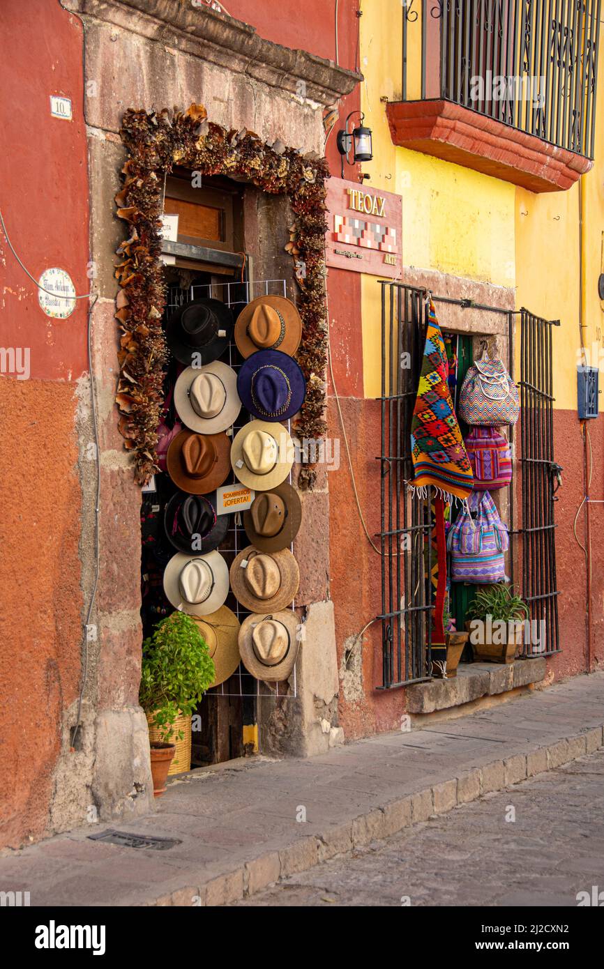 Two stores selling a variety of Mexican folk art and clothing
