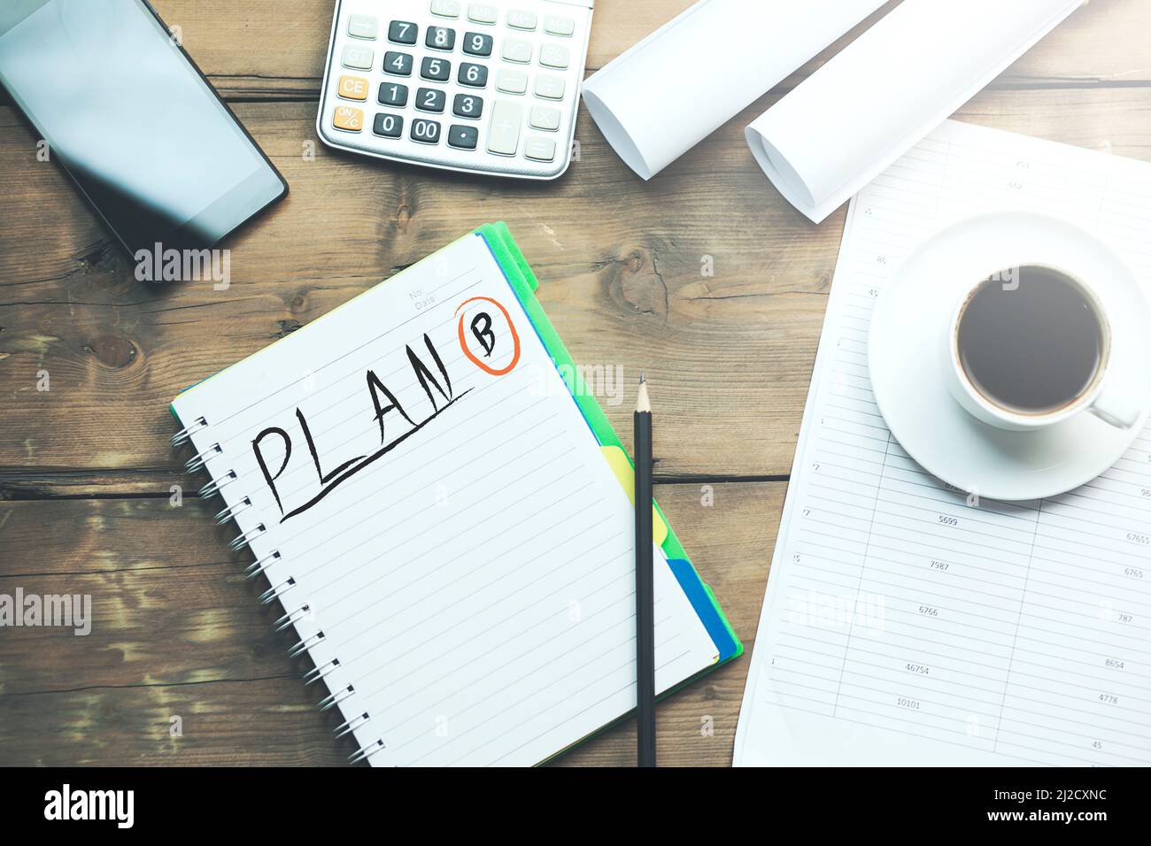 Plan B text on notepad Stock Photo