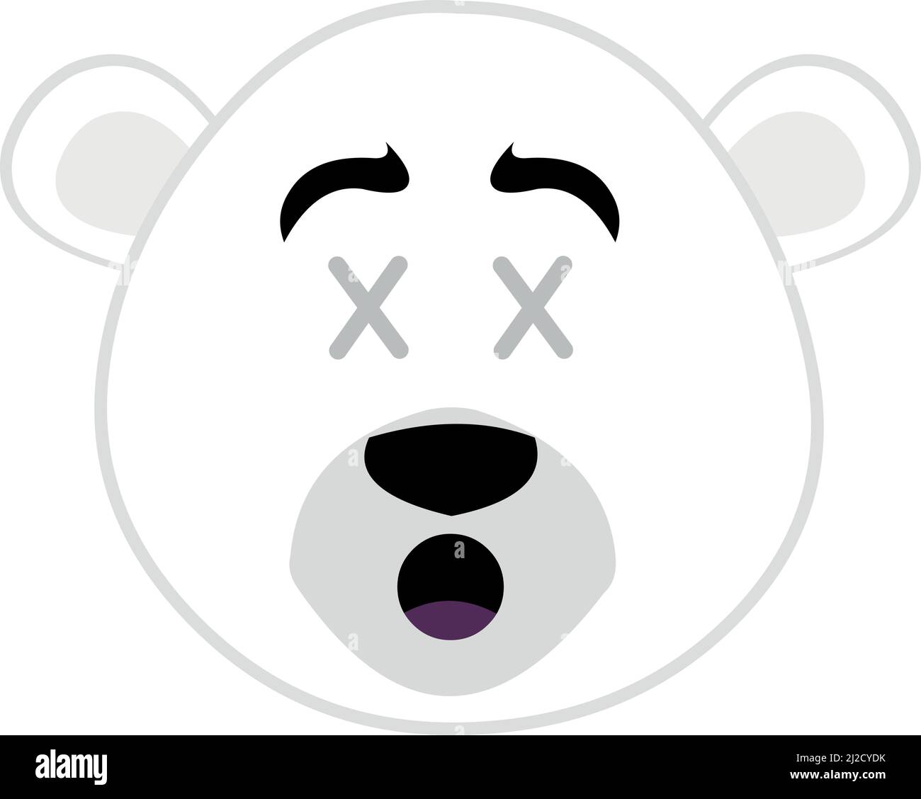 Vector illustration of the face of a cartoon polar bear with eyes in the  form of crosses, in concept of dead or death Stock Vector Image & Art -  Alamy