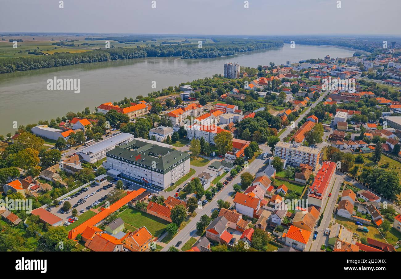 Vukovar aerial view of the old town in Croatia Stock Photo