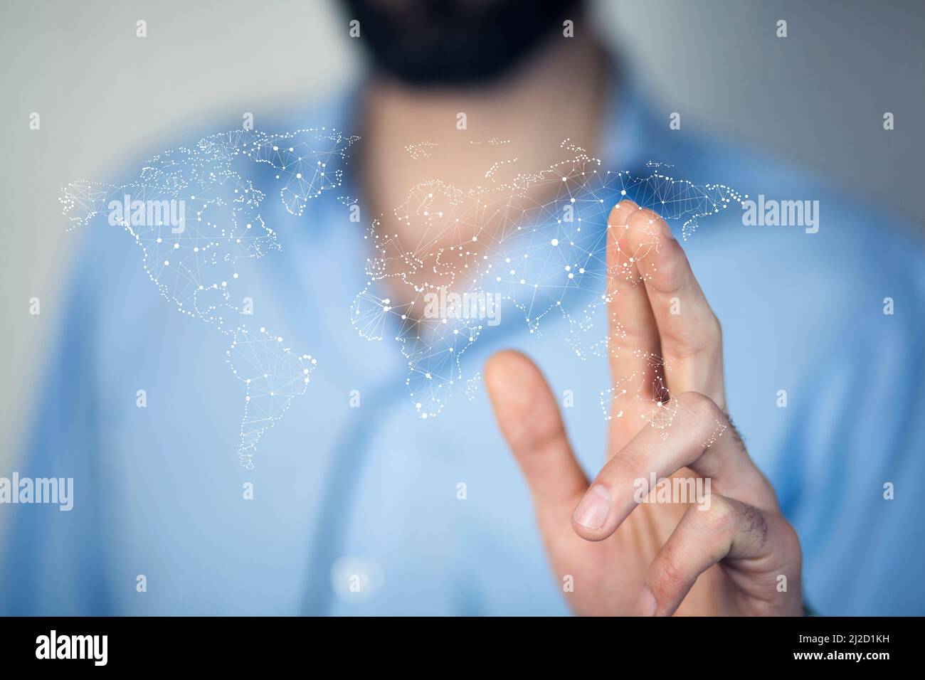 businessman holding world map in hands Stock Photo - Alamy