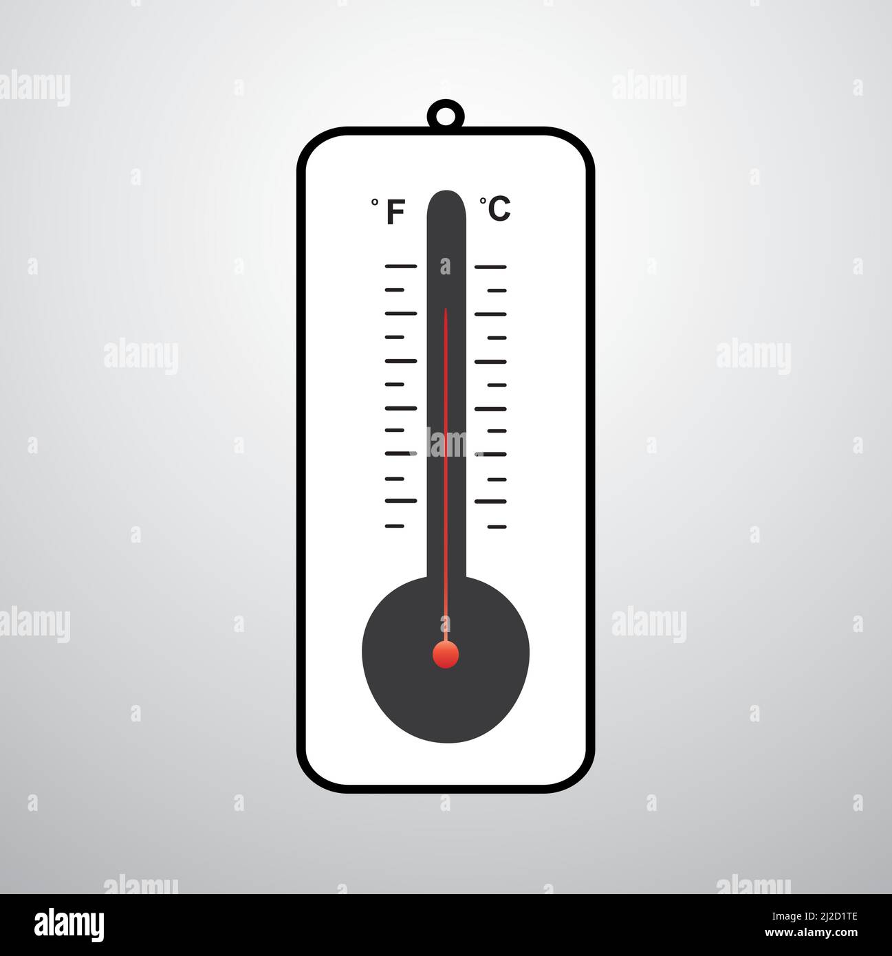 icon of thermometer on a grey background Stock Vector