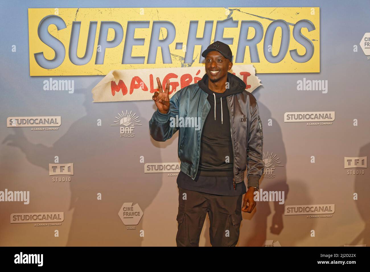 Paris, France. 31st Jan, 2022,   Ahmed Sylla attending the Super Heros Malgre Lui Premiere on January 31 2022 at the Grand Rex Stock Photo