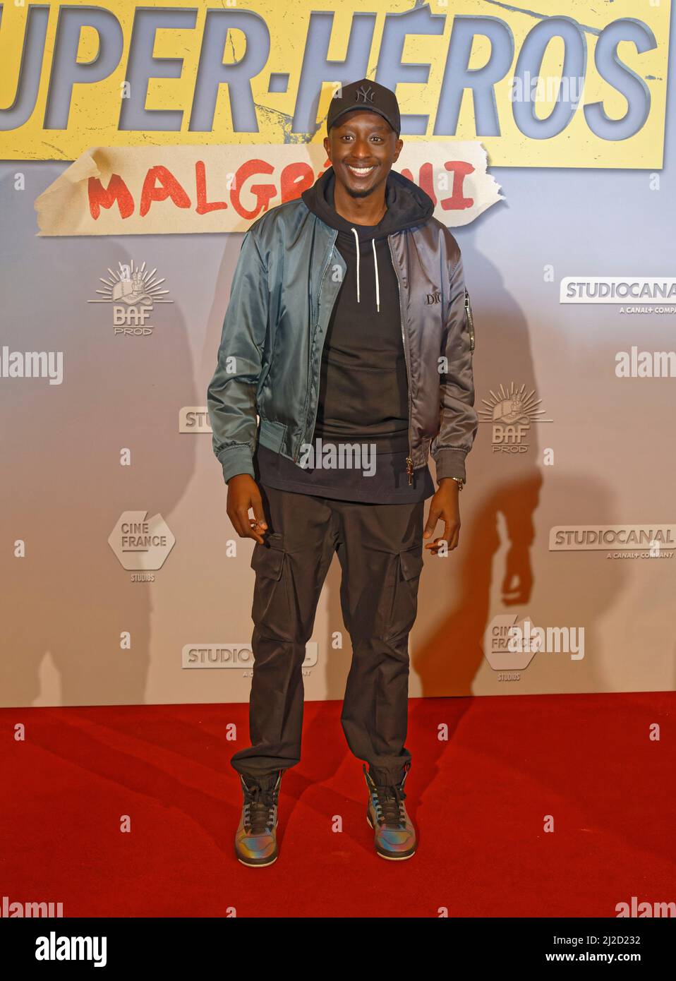 Ahmed Sylla attending the Super Heros Malgre Lui Premiere at the Grand Rex Cinema Paris, France Stock Photo