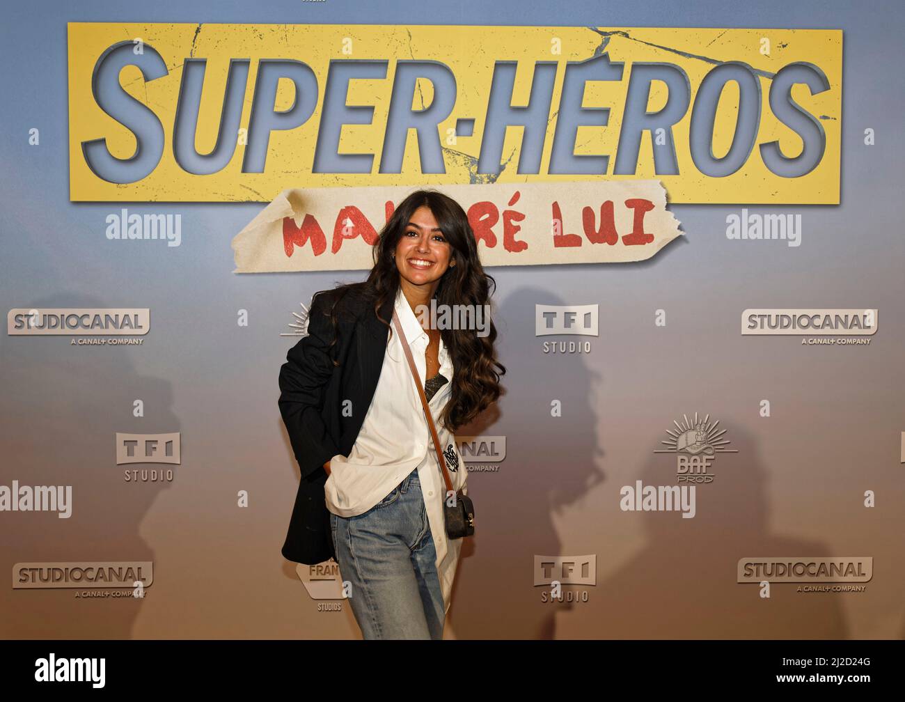 Paris, France. 31st Jan, 2022, Noa Souffir attending the Super Heros Malgre Lui Premiere on January 31 2022 at the Grand Rex Stock Photo