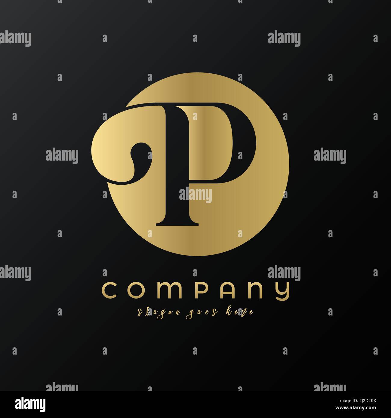 Abstract circle gold premium luxury letter P logo design Stock Vector ...