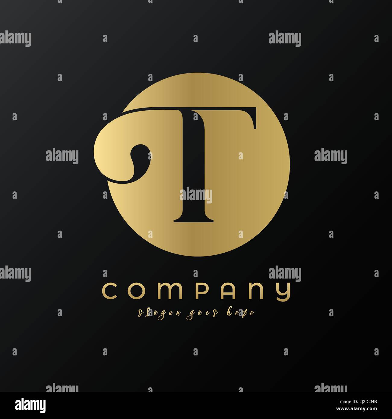 Abstract circle gold premium luxury letter T logo design Stock Vector ...