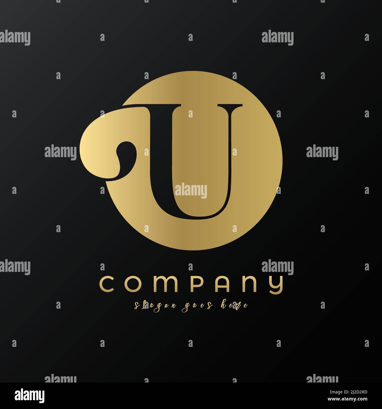 Abstract circle gold premium luxury letter U logo design Stock Vector ...