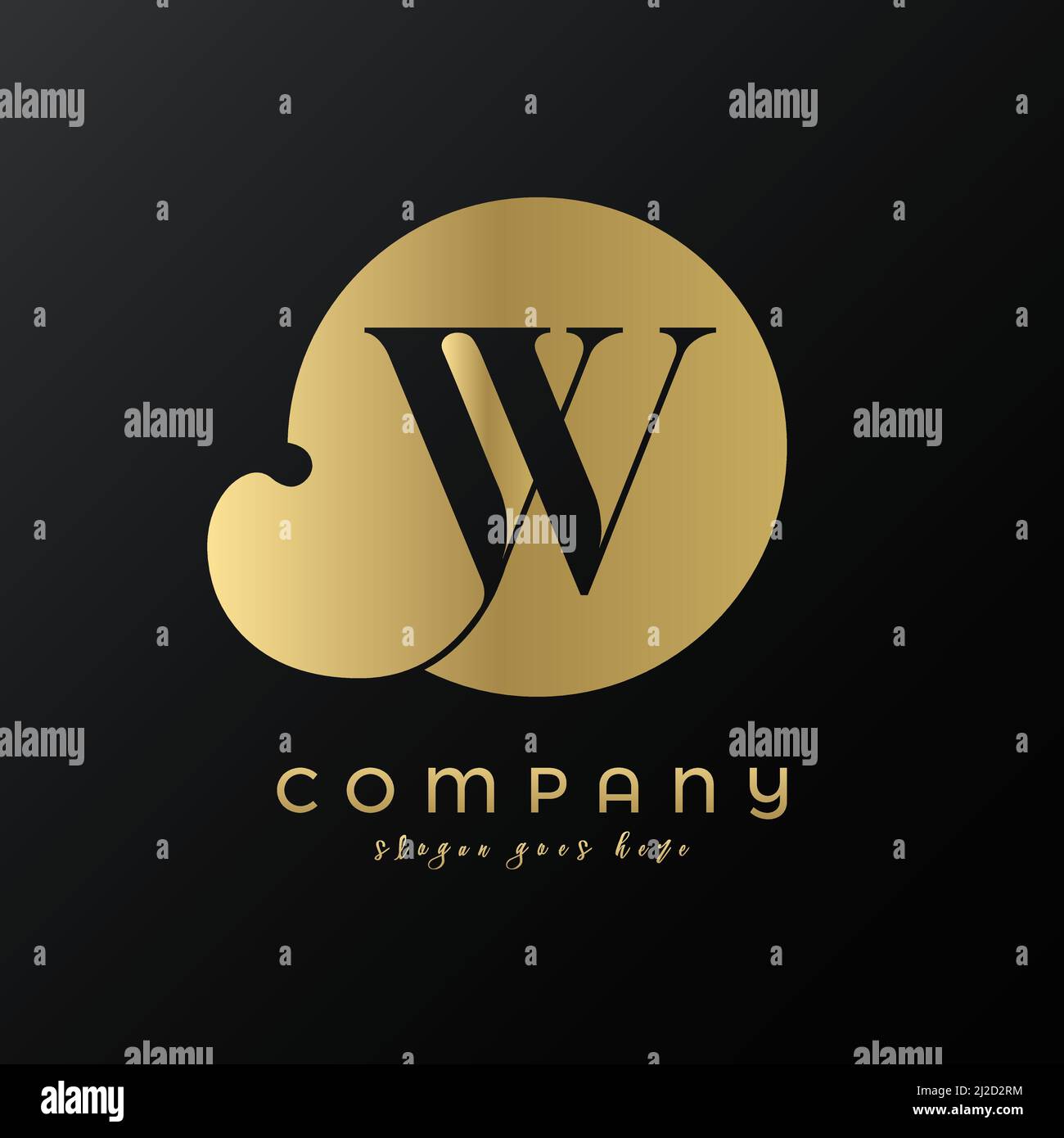 Abstract circle gold premium luxury letter W logo design Stock Vector ...