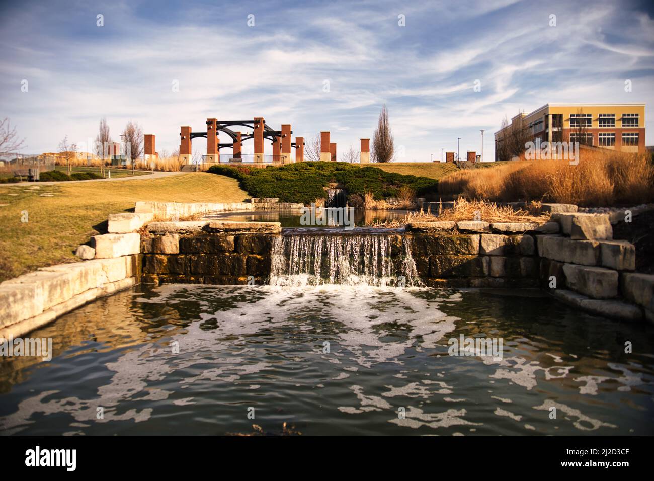 A natural view of the famous Central Green Park in Lenexa Kansas, USA ...