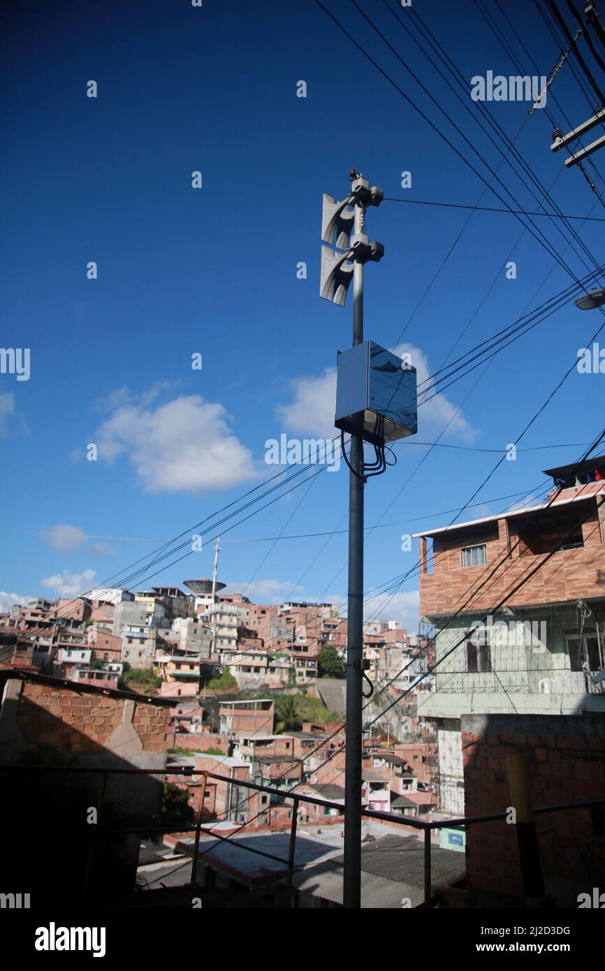 salvador, bahia, brazil - march 31, 2022: siren for evacuation warning of residents in a hillside area in the city of Salvador. Stock Photo